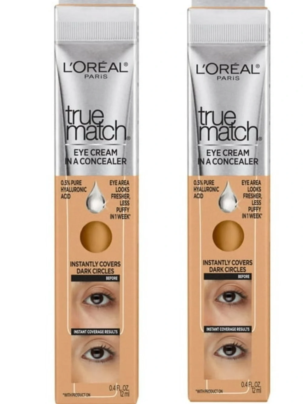 L’Oréal True Match Eye Cream Concealer C5-6 Medium Neutral Beige Makeup Bundle